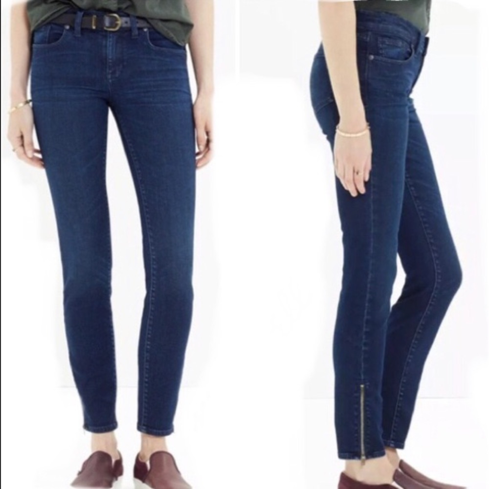 EUC MADEWELL SKINNY SKINNY ZIPPER ANKLE MEDIUM WASH JEANS SIZE 30